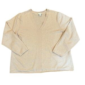J. Jill Long Sleeved V-Neck Light Pink Sweater Size XL Petite